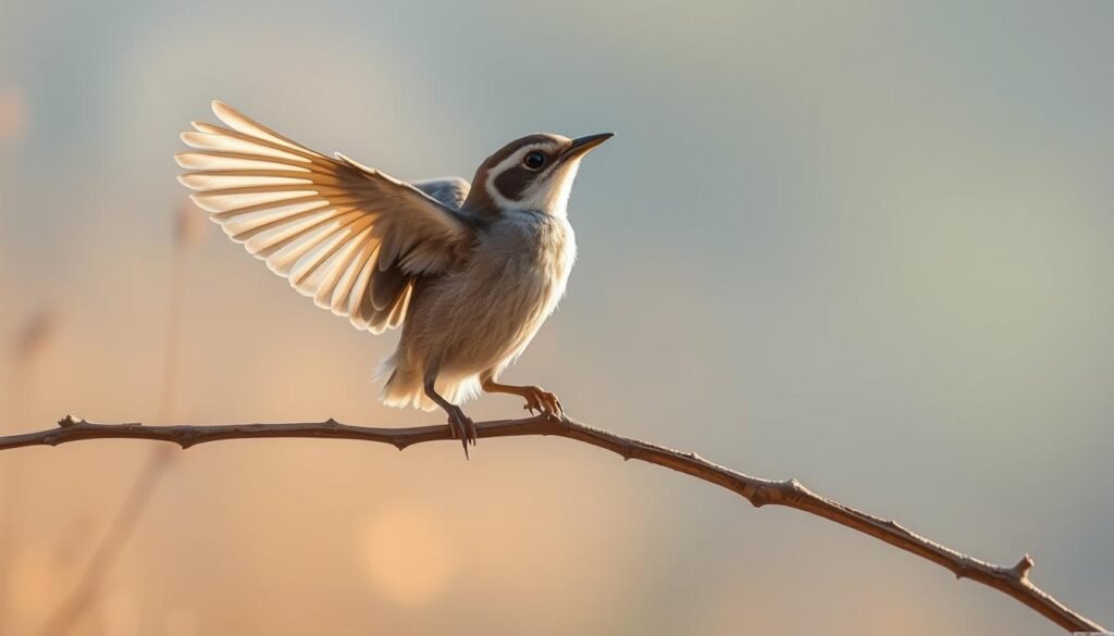 A delicate bird perched gracefully on a branch, its wings poised mid-flutter, cast in soft, warm lighting. The bird's posture captures a moment of quiet contemplation, its head tilted with a pensive expression. The background is a serene, slightly blurred natural landscape, allowing the bird to be the focal point. The overall scene conveys a sense of tranquility and artful observation, perfect for illustrating the "Choosing a Bird Pose" section of the "How to Draw a Bird: Step-by-Step Guide" article. A delicate bird perched gracefully on a branch, its wings poised mid-flutter, cast in soft, warm lighting. The bird's posture captures a moment of quiet contemplation, its head tilted with a pensive expression. The background is a serene, slightly blurred natural landscape, allowing the bird to be the focal point. The overall scene conveys a sense of tranquility and artful observation, perfect for illustrating the "Choosing a Bird Pose" section of the "How to Draw a Bird: Step-by-Step Guide" article.
