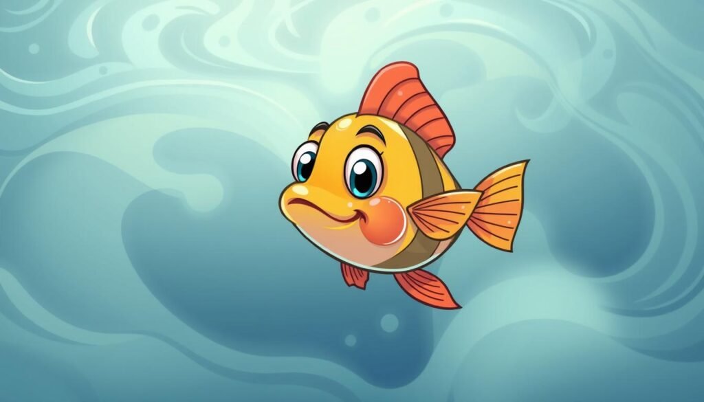 A vibrant cartoon fish swimming gracefully against a backdrop of swirling underwater currents. The fish's large, expressive eyes and whimsical fins convey a sense of playful movement. The scene is illuminated by soft, diffused lighting that casts gentle shadows, creating depth and dimension. The overall style is clean, stylized, and approachable, suitable for a beginner's guide to drawing cartoon aquatic creatures. A vibrant cartoon fish swimming gracefully against a backdrop of swirling underwater currents. The fish's large, expressive eyes and whimsical fins convey a sense of playful movement. The scene is illuminated by soft, diffused lighting that casts gentle shadows, creating depth and dimension. The overall style is clean, stylized, and approachable, suitable for a beginner's guide to drawing cartoon aquatic creatures.