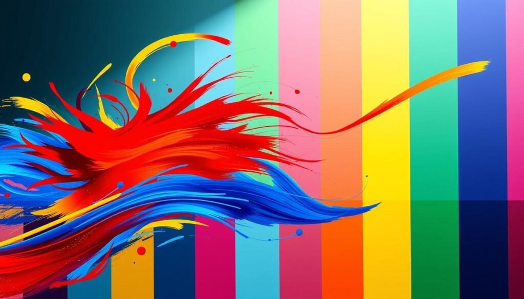 A vibrant, eye-catching color palette inspired by the iconic Sonic the Hedgehog. In the foreground, a dynamic arrangement of Sonic's signature hues - bright azure blue, fiery crimson red, and bold sunshine yellow. Swirling energy lines and dynamic brush strokes add a sense of movement and speed. The middle ground features a spectrum of complementary colors, from deep indigo to vivid emerald green, creating a harmonious and visually striking composition. The background is a gradient of cool and warm tones, evoking a sense of depth and dimension. Cinematic lighting casts dramatic shadows, highlighting the bold colors and adding depth. The overall mood is one of excitement, energy, and the thrill of Sonic's high-speed adventures.