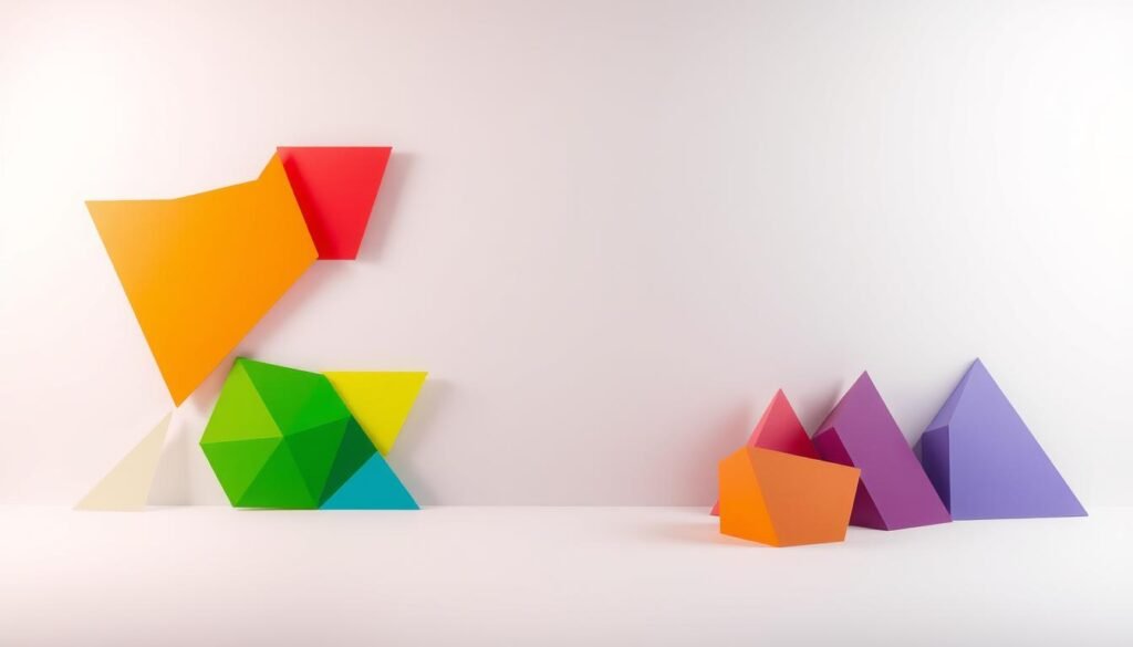 A vibrant, visually-arresting composition showcasing the fundamental principles of color theory. In the foreground, a dynamic array of geometric shapes in a rainbow of hues - red, orange, yellow, green, blue, and violet - arranged in a harmonious pattern. The middle ground features a neutral gray gradient, creating depth and contrast. In the background, a soft, ethereal light source casts a warm, diffused glow, illuminating the colors and imbuing the scene with a sense of balance and tranquility. Captured with a wide-angle lens, the image conveys a sense of simplicity and elegance, perfectly suited to illustrate the "Using Color in Your Drawings" section of the article.
