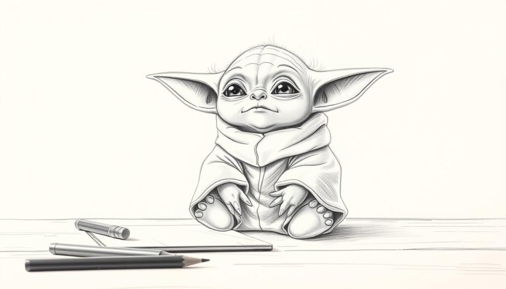 how to draw baby yoda