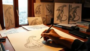 how to draw godzilla