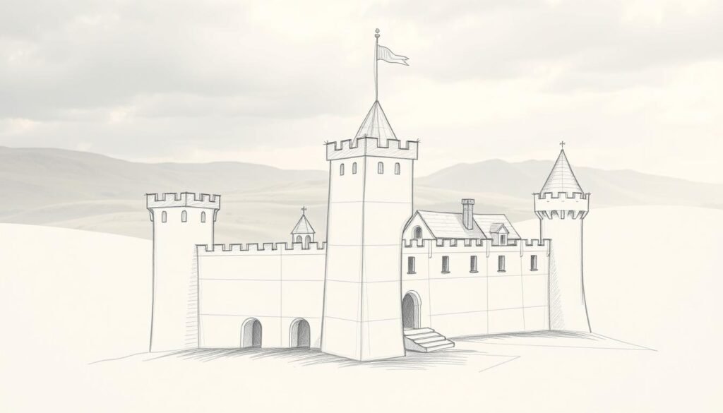 how to draw a castle