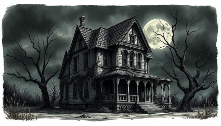 how to draw a haunted house