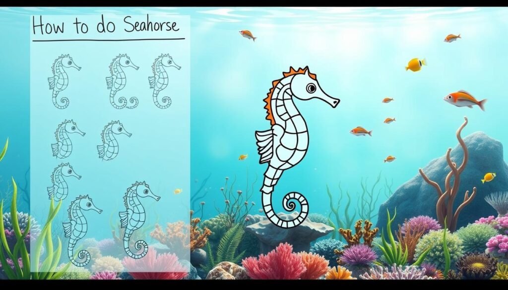 how to draw a seahorse